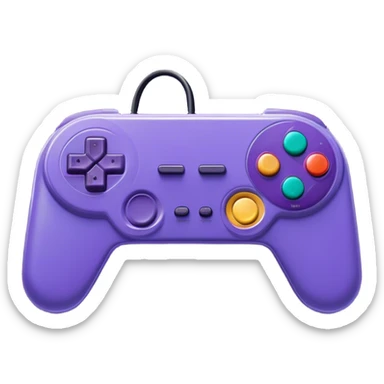 Clash of Clans aesthetic: Cinematic Playful SNES Controller Portrait Emoji, rendered in a 3D vector-style similar to standard emojis with minimal shading and bold, simplified shapes. A compact, distinct form with signature details, softly glowing with a nostalgic gaming charm. Simplified yet unmistakably iconic, highly detailed and consistent, glowing with a soft radiance and high shine. Stylized with a touch of retro gaming magic and a soft glowing outline, capturing the essence of a beloved gaming relic with a friendly, playful manner! sticker