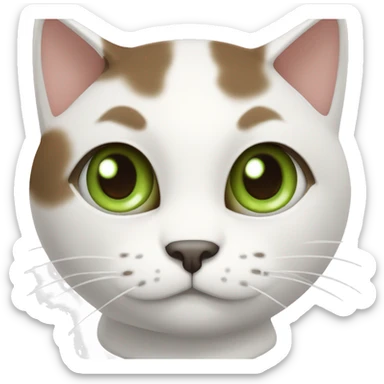 white bi-colour cat with dark brown ears and upper head, brown ears and green eyes sticker
