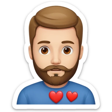 realistic portrait of bearded male with heart sticker