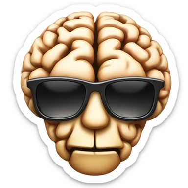 a brain wearing sunglasses. mix the brain emoji with the cool sunglasses smiley emoji sticker