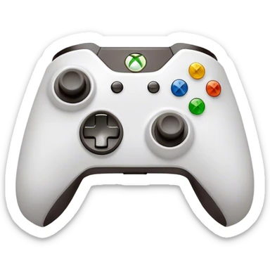 Clash of Clans aesthetic: Cinematic Playful Xbox Controller (Original Duke) Portrait Emoji, rendered in a 3D vector-style similar to standard emojis with minimal shading and bold, simplified shapes. A compact, distinct form with signature details, softly glowing with a modern gaming energy charm. Simplified yet unmistakably iconic, highly detailed and consistent, glowing with a soft radiance and high shine. Stylized with a touch of next-gen innovation and a soft glowing outline, capturing the essence of a beloved gaming relic with a friendly, playful manner! sticker