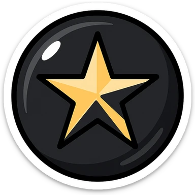 bright silver or gold star on the glossy black surface of a high-end car, main color glossy black, subtle reflections, emphasis on mirror-like shine, modern and clean, not overloaded sticker