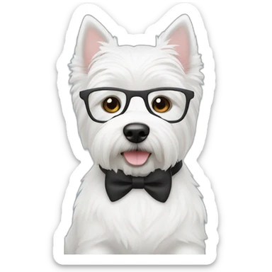Man with glasses anda westie dog in s sticker