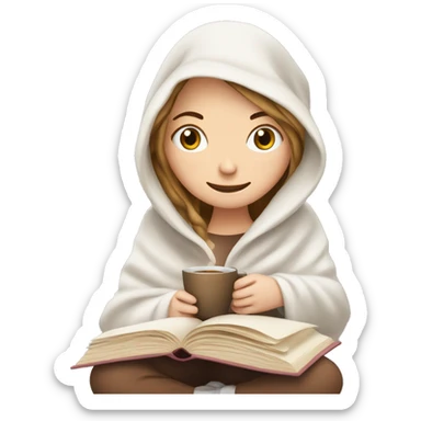 White Girl reading a book under a blanket with coffee in her hands sticker