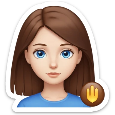 Straight brown hair blue eyed girl sticker