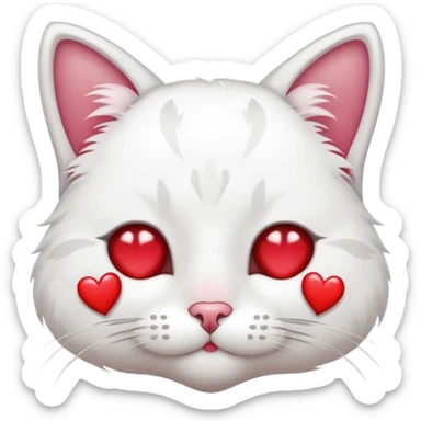 Cat with hearts instead of eyes sticker