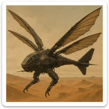 detailed Dune ornithopter inspired by the flying machines from the Dune universe sticker