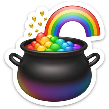 rainbow with a black pot of gold at the end cute sticker