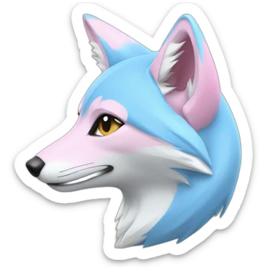 half light blue half light pink fox sticker