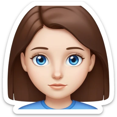 Clean girl with straight brown hair and blue eyes  sticker