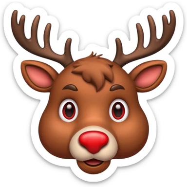 Worried reindeer with red nose sticker