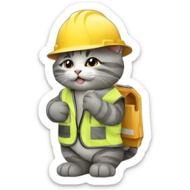 Cats working at a construction site sticker