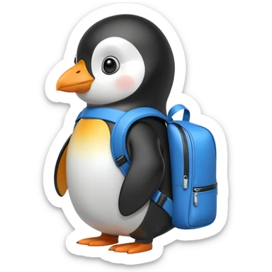 penguin with backpack sticker