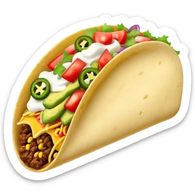 Street food taco with toppings in emoji style sticker