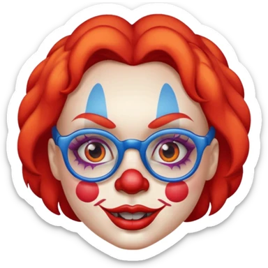 female clown with eyeglasses sticker