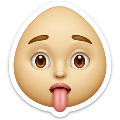 tête qui tire la langue sur le côté avec la bouche de côté et faisant des amandes avec ses yeux sticker