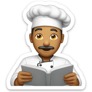 chef reading recipe book sticker