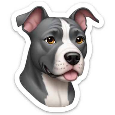 Gray Pitbull crop ear sticker