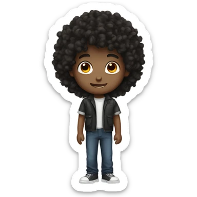 Black curly hair Boy with brown eyes  sticker