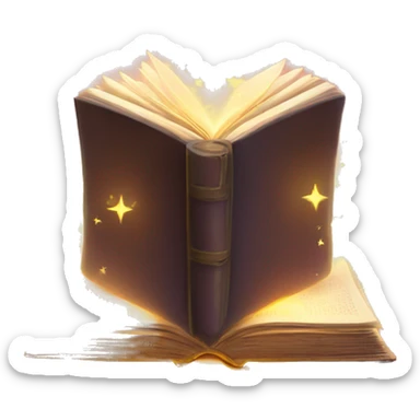 open magic book with light beams coming out sticker