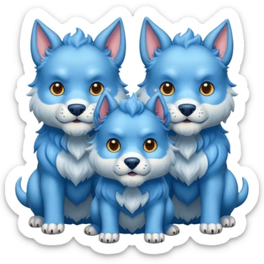 cute blue cerberus (one body, 3 heads) sticker