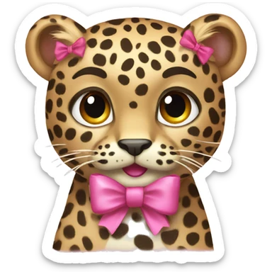 show leopard with pink bow sticker