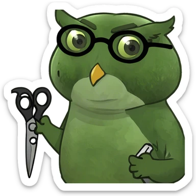 Owl in a craft room with scissors  sticker