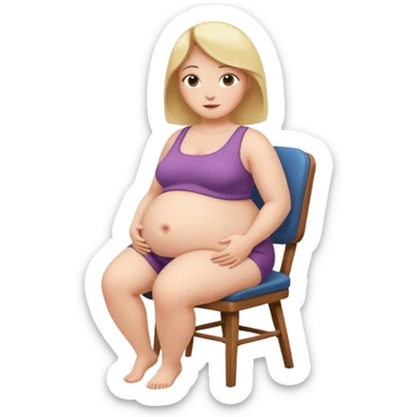 woman with unnaturally round belly (belly the size of a chair) sticker
