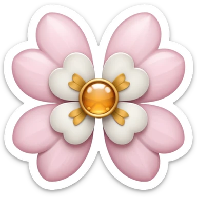 white sakura flower with a bow and keyhole center sticker