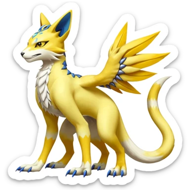 Latias-Vernid-Lombax-Koraidon-Renamon-Zeraora-Bastet-Fakémon-Digimon-hybrid-fusion-creature, full body sticker