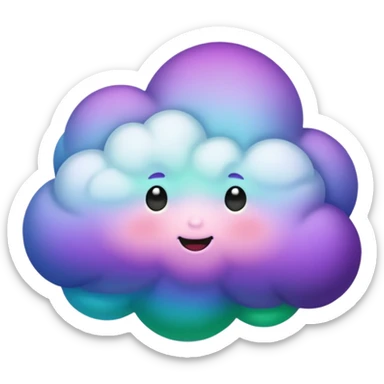 purple and green and blue gradient fluffy cloud with lighting sticker