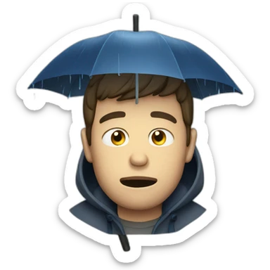 an unhappy french guy in the rain sticker
