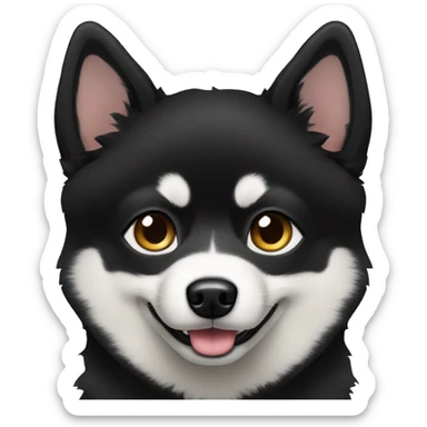 perfectly masked black pomsky sticker