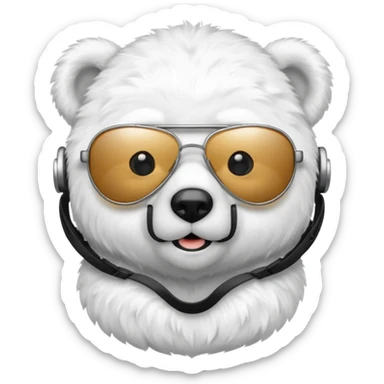 baby Polar bear with aviators sticker