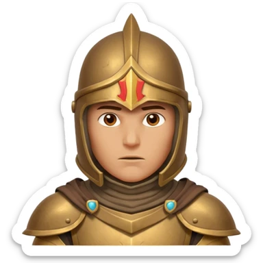 armored desert guardian portrait, head and shoulders only, bronze helmet, desert cape collar, battle-worn armor, strong expression, 3D cartoon, mobile game icon style, clean background, no text, no watermark
 sticker