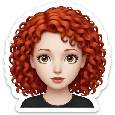 White girl with red curly hair and black eyes sticker