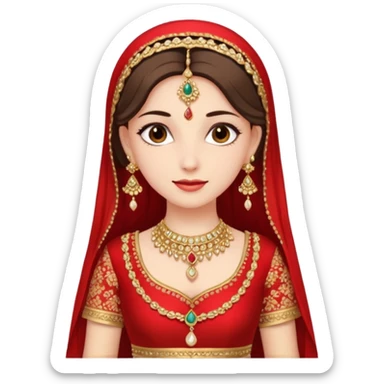 In wedding red lengha and cream kurta with jewelry  sticker