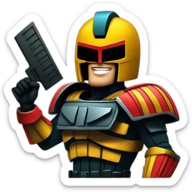 judge dredd with a clapperboard sticker