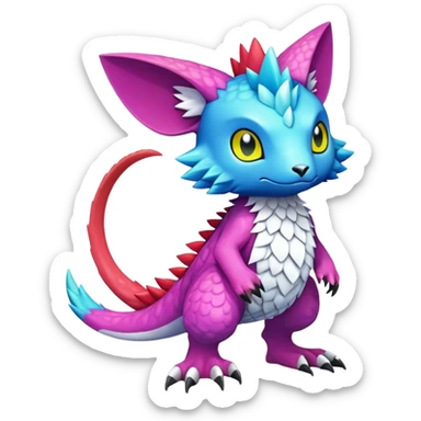 colorful Fakémon-Digimon-Fionbri-Trico-creature (full body) sticker
