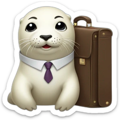 White young seal in tie and with briefcase and closed eyes sticker