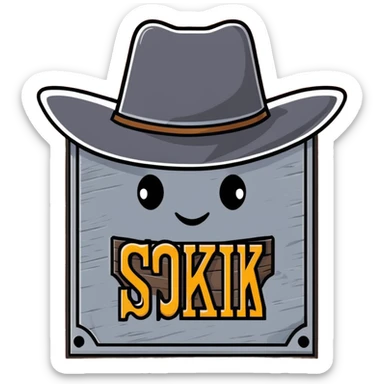 BLK letters in rustic western cowboy style with metallic silver outline and wooden texture sticker