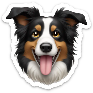 The folded-ear Border Collie sticking out her tongue sticker