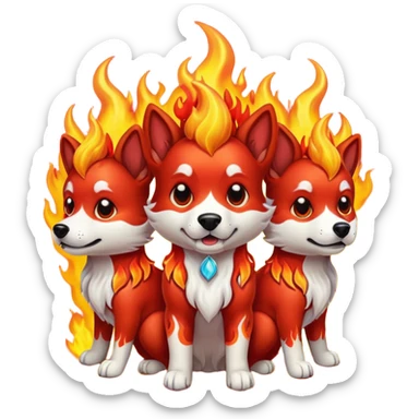 Perro de tres cabezas con fuego  sticker