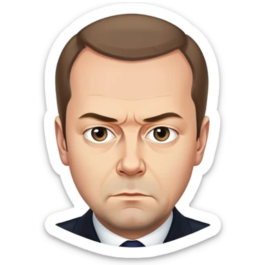 Dmitry Medvedev with a stern face sticker