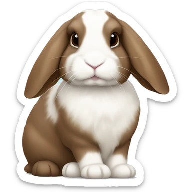 brown holland lop bunny (portrait, facing forward, iOS 17 style, happy) sticker