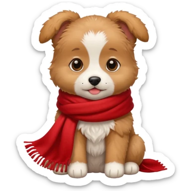 baby dog wears red scarf  sticker