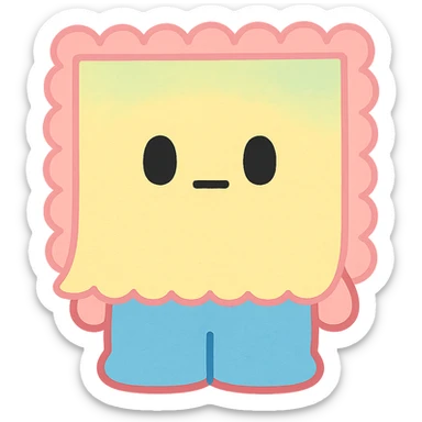 pastel watercolor sticky note with a scalloped edge, soft kawaii style, Japanese stationery, full body, no face, no hands, no legs, no character expression sticker