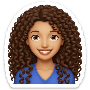 Woman light brown skin long dark curly hair sticker