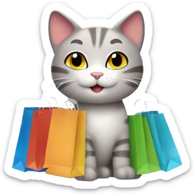 happy gay cat with shopping bags sticker