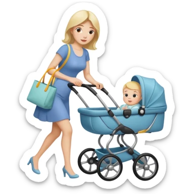 lady shopping with baby sticker